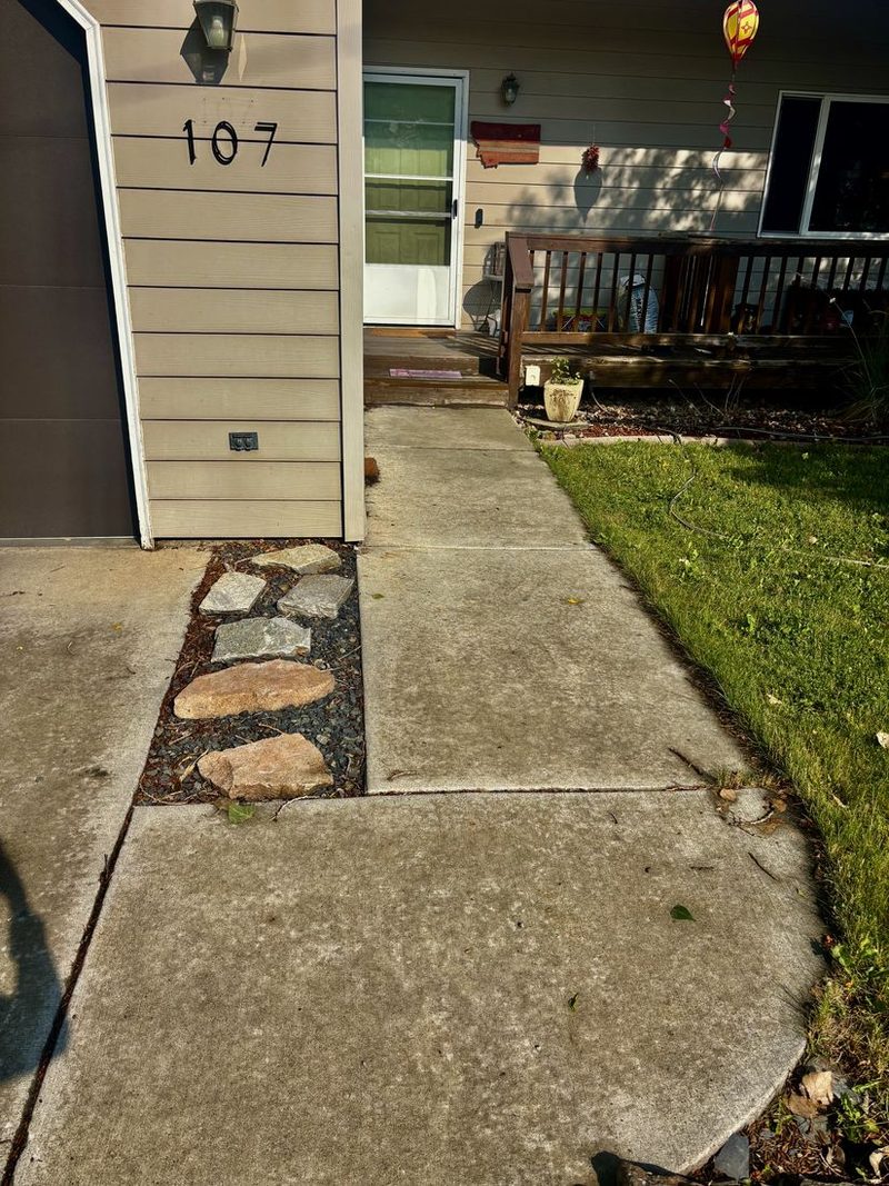 The same walkway and entry before this cleaning visit